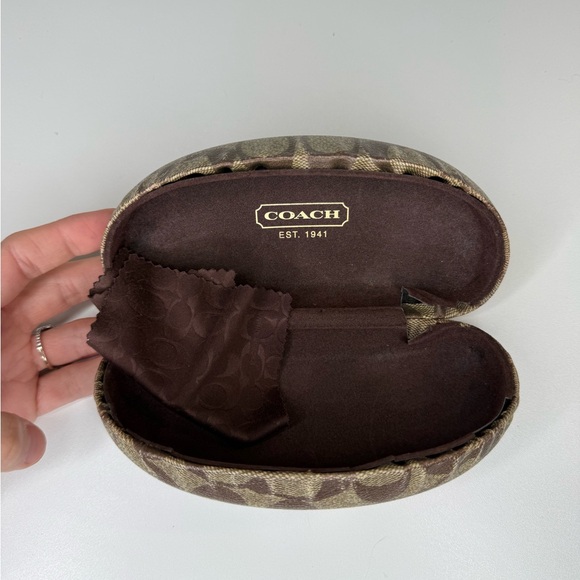 Coach sunglasses case signature logo brown khaki with wipe protective case - Picture 9 of 11